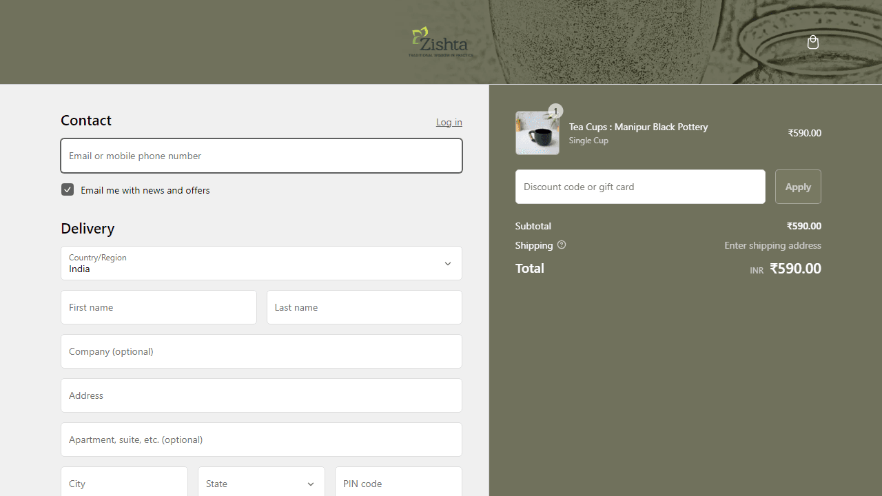 How to apply Zishta coupon code